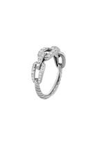 Chain Link Ring, 18k White Gold  & Diamond